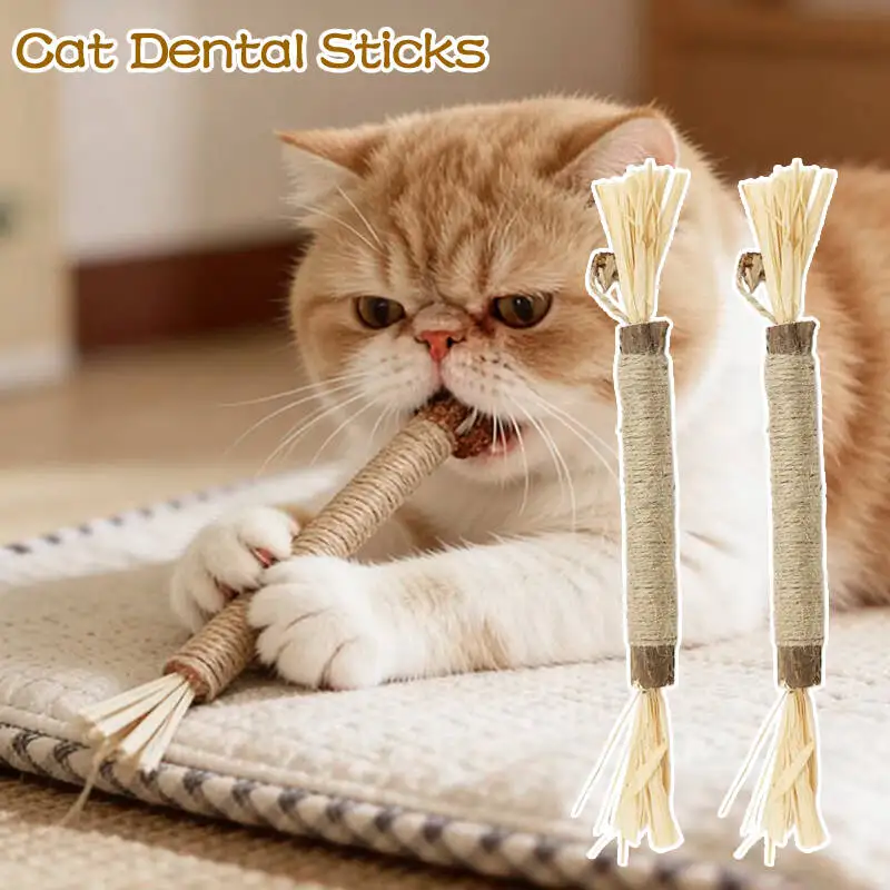 Cat Toys Cleaning Teeth Chew Stick Kitten Teething Chew Toys Pet Snacks Sticks for Indoor Teasing Cats Interactive Training