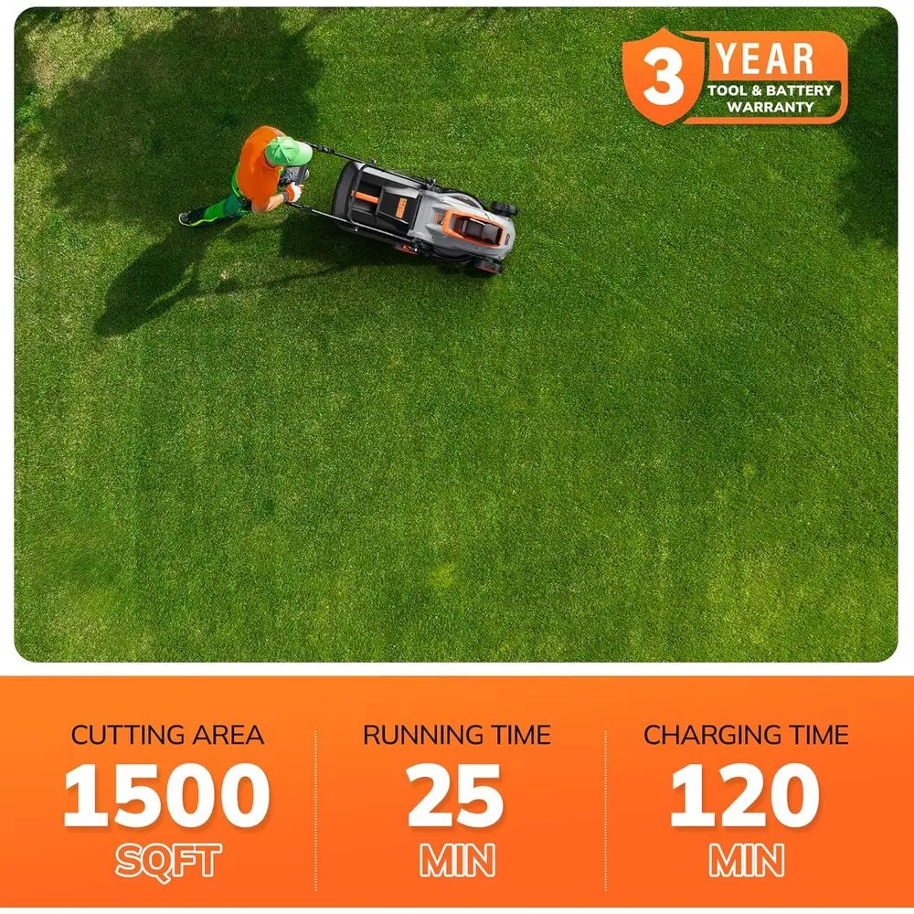 Cortacésped de empuje inalámbrico de 20 V 13 para yardas pequeñas con 5 configuraciones de altura, mulching/bolsa, batería y cargador de 4,0 Ah, tiempo de ejecución de 25 minutos