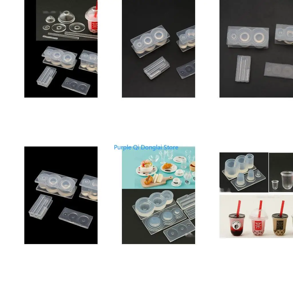 L21E Handmade 3D Mini Milk Tea Cup Bottle Pendant UV Resin Casting Mold Silicone Mold Miniture for Play Mold Craft T