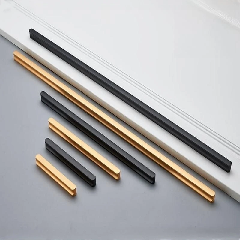 Maniglia per porta per armadi da cucina invisibile estesa Maniglia per porta per armadi in lega di alluminio Manopola per mobili nera/oro/grigia Maniglia per mobili