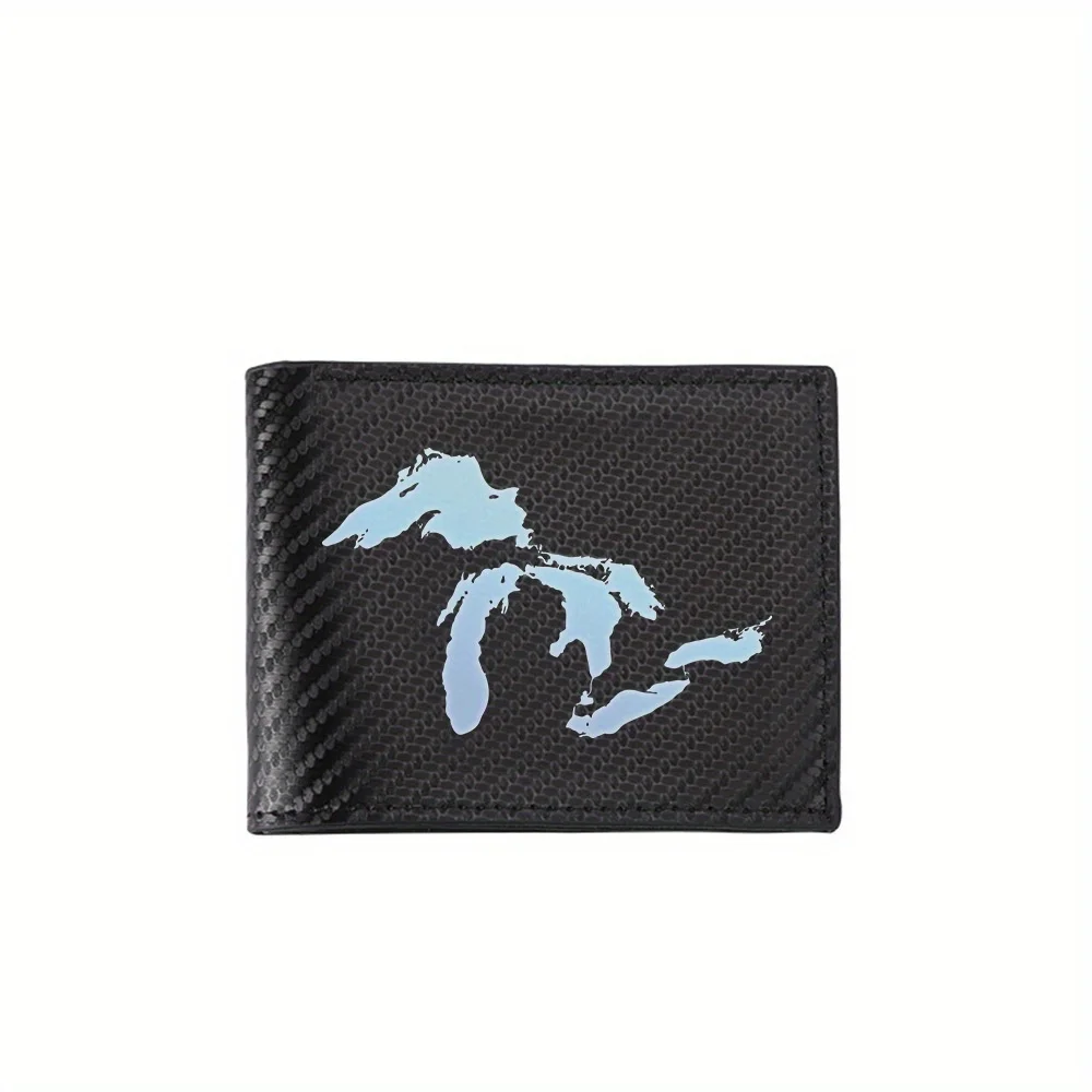 

Черные мужские кошельки Great Lakes синей формы, простые деловые современные стильные подарки с принтом для отца, парня, Рождества