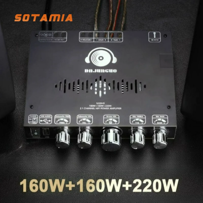 

Плата усилителя мощности SOTAMIA TDA7498E 2.1-канальная Bluetooth, 160 Вт*2+220 Вт, Hi-Fi, для домашнего использования, с несколькими входами