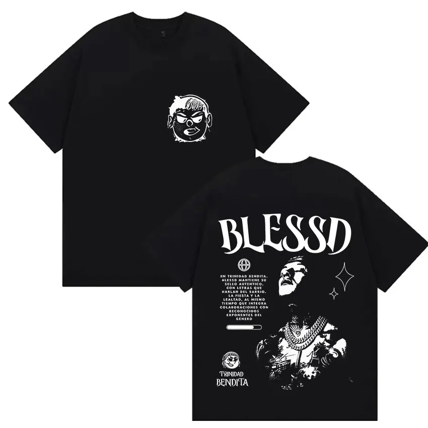 

Rap Singer Blessing Tour 2025 New Album T-shirt Summer Men's Women's Hip-hop Pop Music Short Sleeved Fashion Cotton T-shirt