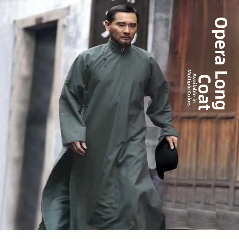 Maoist Chinese Style Long Shirt Men's Traditional Costume Revival Era Performance Clothing Youth Sportswear Other Ethnic Wear
