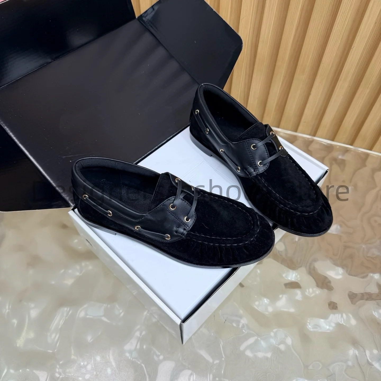 2026 Pleated Couple Loafers Almond Toe Stone Grain Cow Leather Sheepskin Lining Italian Leather Outsole Sizes 34-43