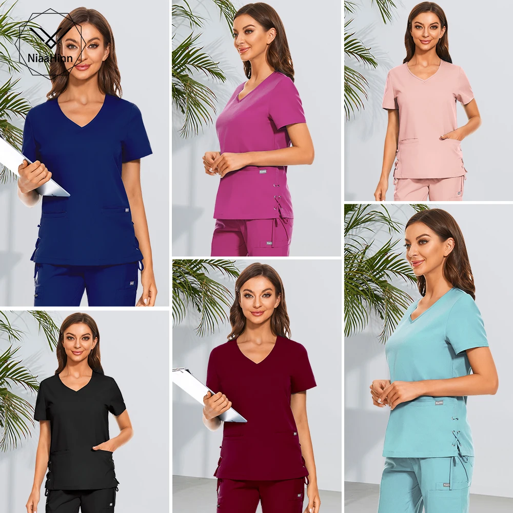 

Operating Room Uniform for Women Hospital Accessories Elastic Top Pants Suit Veterinarian Dentist WorkWear Lab Nurse Scrub Sets