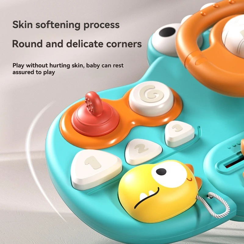 Volante multifunzione con dinosauro, tavola occupata – Giocattolo educativo estraibile per neonati con design a cartoni animati e materiali sicuri