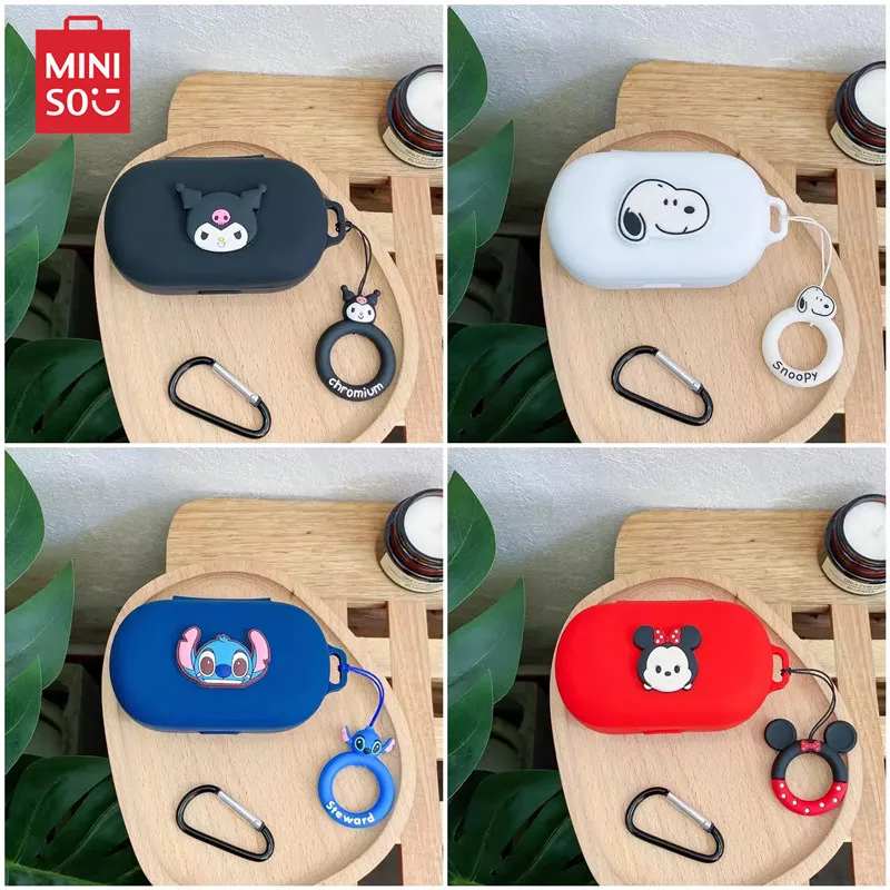 MINISO Cartoon Earphone Case Cover for Bose QuietComfort Earbuds Silicone Wireless Headphone Protective Shell With Lanyard