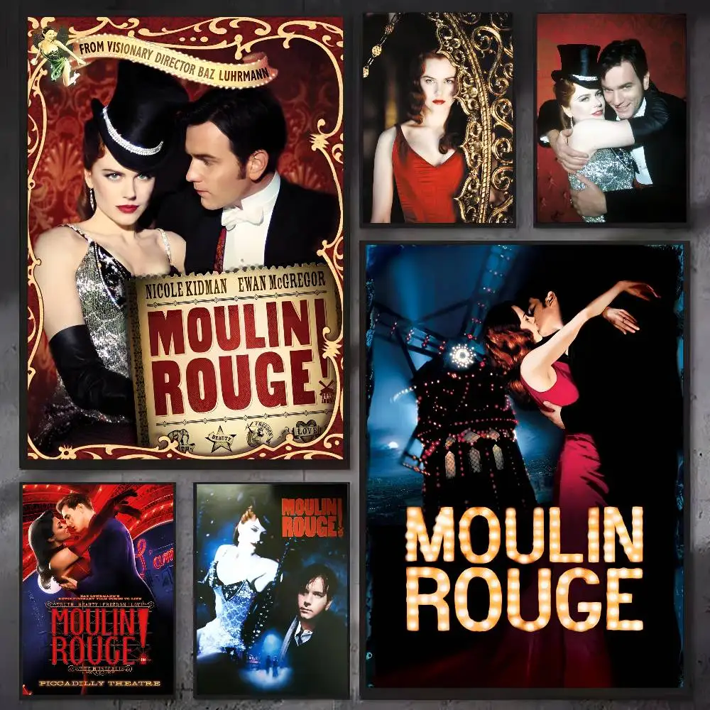 1pc Classic Movie M-Moulin Rouge Poster Sticker Print Waterproof Wall Art For Living Room Bedroom Home Decor