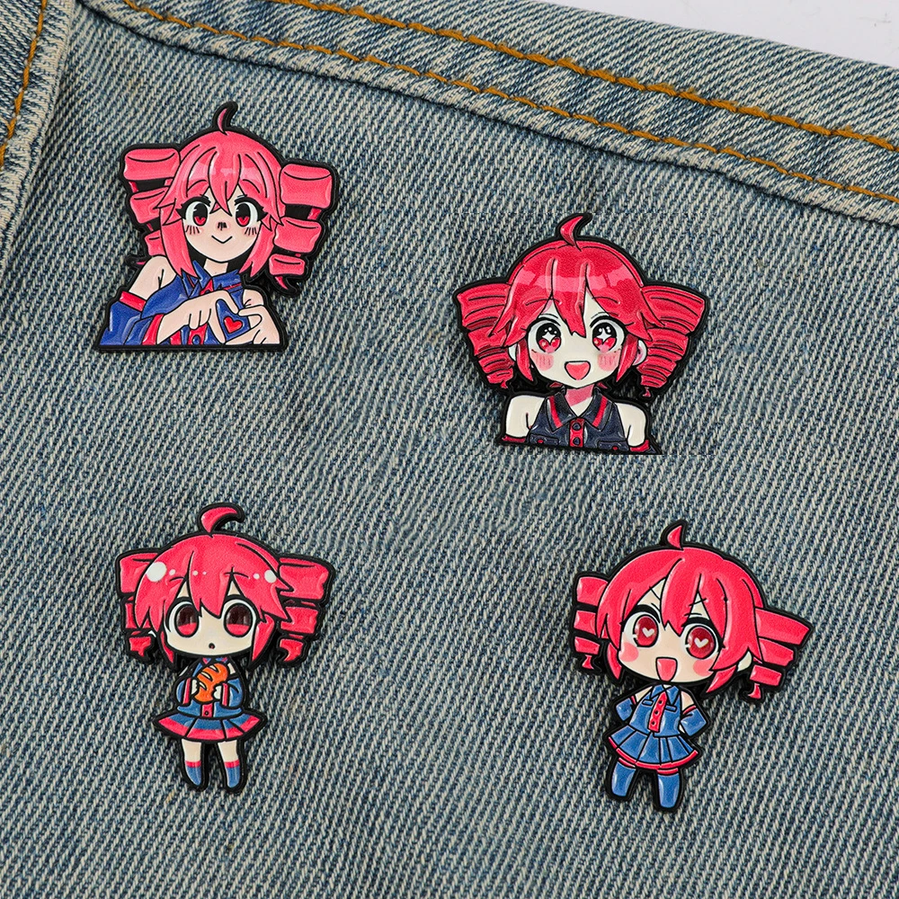 4pcs Anime Cute Cartoon Brooch Badge Kasane Teto Enamel Pin For Coat Brooch Set Fashion Lapel Badges Jewelry Gift for Friends - view 3