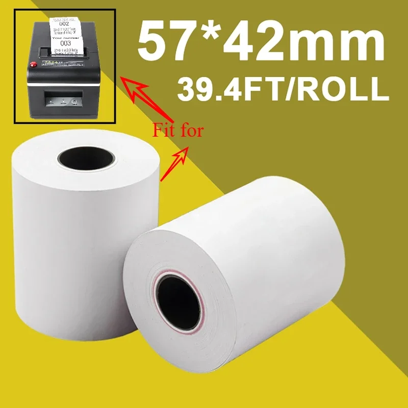 2Pcs/set Width 57mm Thermal Paper Length 12M Printing Paper for 57/58mm Ticket Dispenser