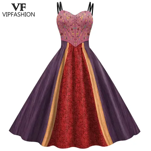 VIP FASHION-disfraz de Hocus Pocus Mary Sanderson para mujer, traje clásico de Cosplay, a la moda
