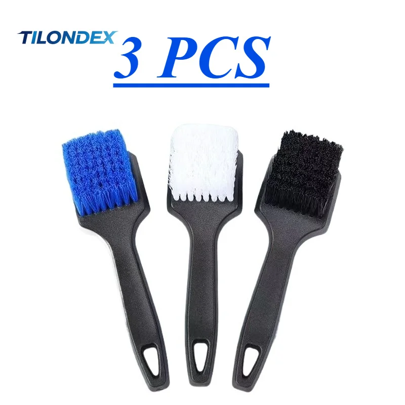 TILONDEX 3pcs Set Car Tire Cleaning Brushes, Soft Bristle Car Wash Brushes, Multifunctional Long Handle Wheel Cleaning Brushes
