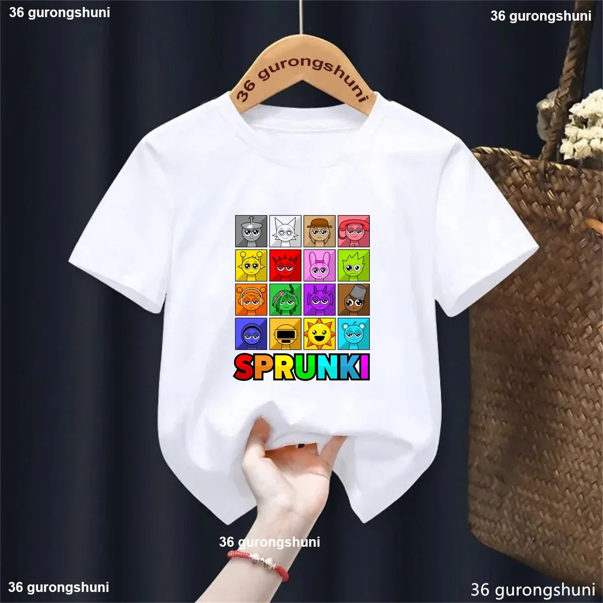 

Cool Sprunki Music Game Graphic Printed Tshirt Girls/Boys Kawaii Kids Clothes Summer Short Sleeve Solid T-Shirt Tops