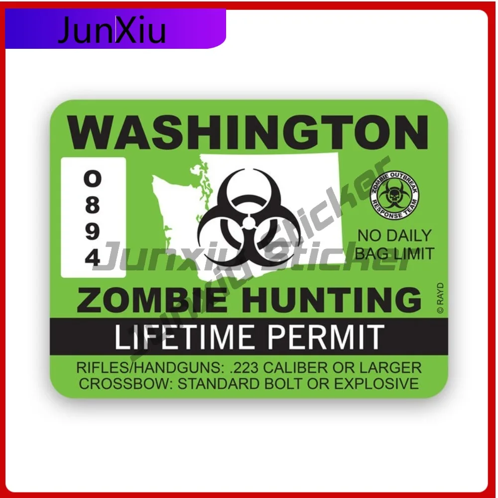 

Washington Zombie Hunting Permit Sticker Uv Protected Decals Auto Decor Car Sticker Vinyl Decal Die Cut Sun Protection