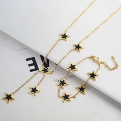 Five Pointed Star New Cute Necklace Bracelet Jewelry Set For Women Acrylic Stainless Steel 316L Electroplated For Women