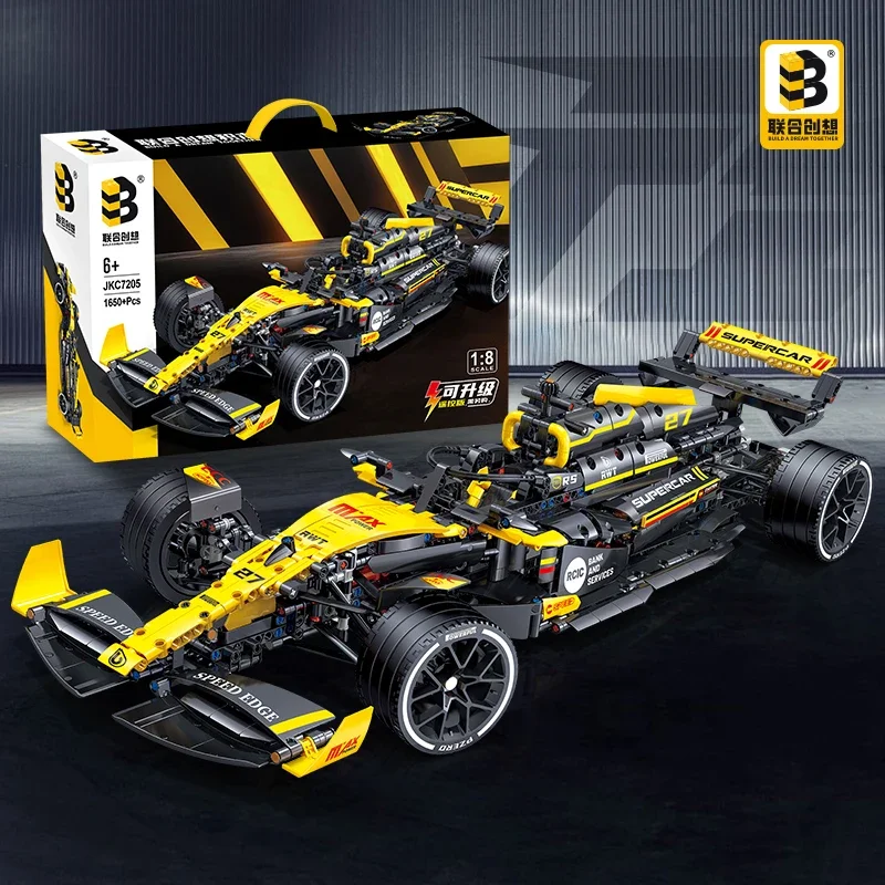 Technical 1:8 Formula Building blocks racing, Supercar racing kit, assembling Bricks toys, children's birthday Christmas gifts