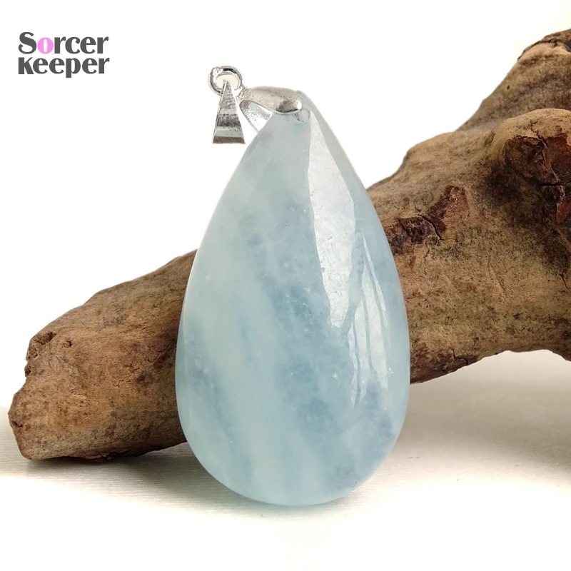 

Real Natural Unoptimized Aquamarine Gems Stone Water Drop Pendant Necklace for Jewelry Making Beads Can Bring Luck In Love BK110