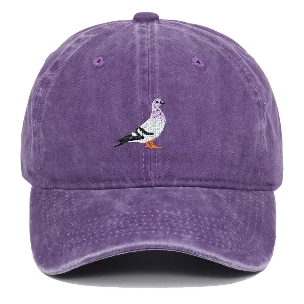 Pigeon Embroidery Pattern Baseball Cap Outdoor Sports Adjustable Distressed Faded Cap Visors Casual Baseball Hats All Seasons