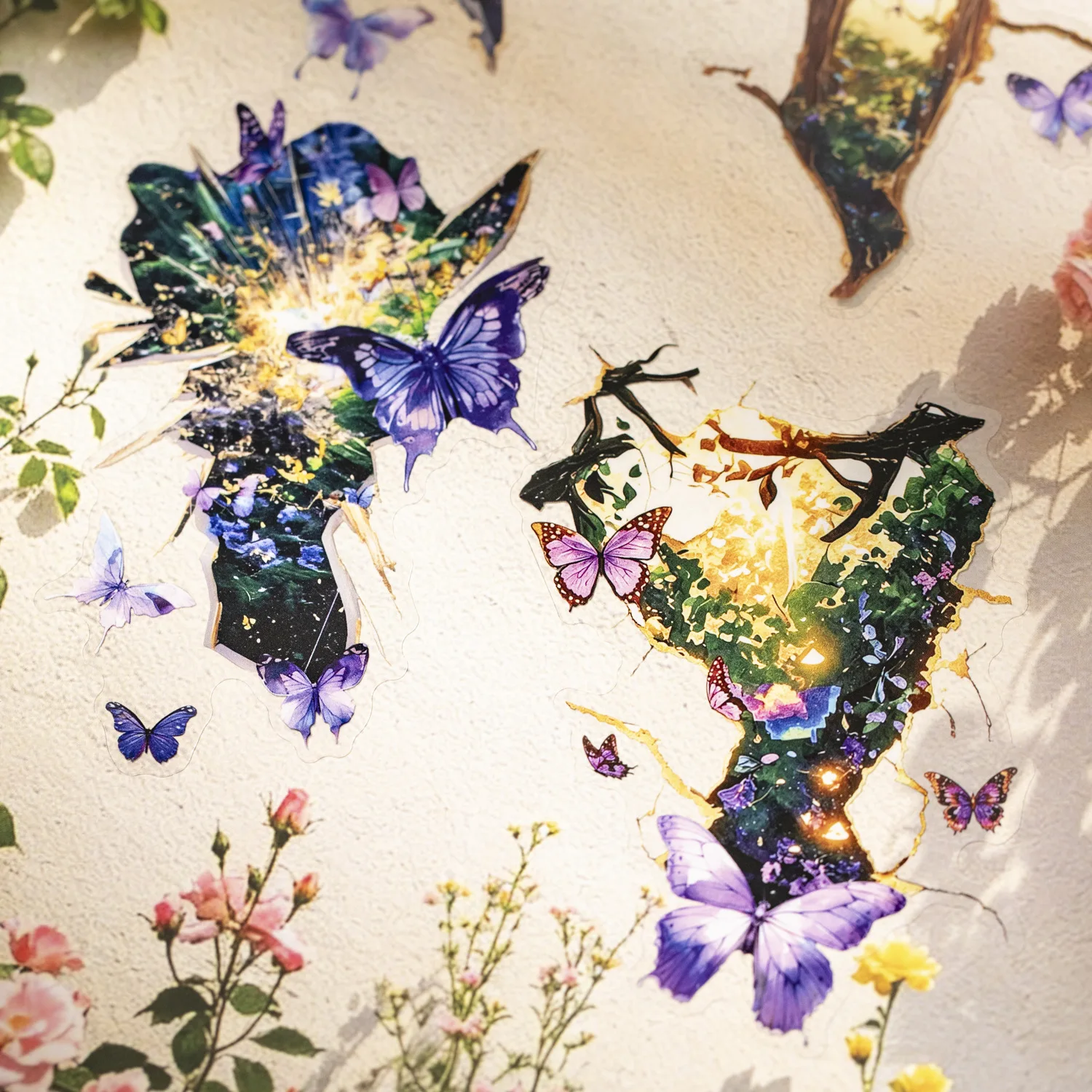 10pcs/1lot Kawaii Scrapbook Sticker Crack Butterfly Language Scrapbooking Supplies Planner Decorative Stationery Sticker