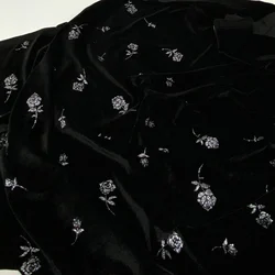 Black Rose Gold Velvet Fabric Bronzing Process Soft Cloth Women's Clothing Skirt Handmade Fabric Diy curtain slipcover