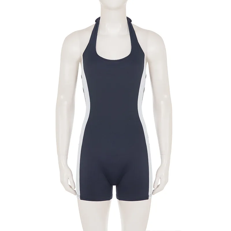 

Street fashion sporty fitness backless tight fit yoga running jumpsuit women