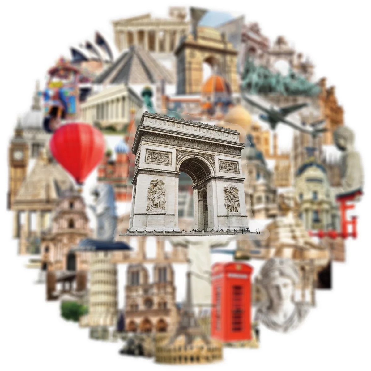 10/50PCS Architectural Landmarks Graffiti Stickers World Renowned Sticker for Phone Computer Notebook Stationery DIY Toys Secret