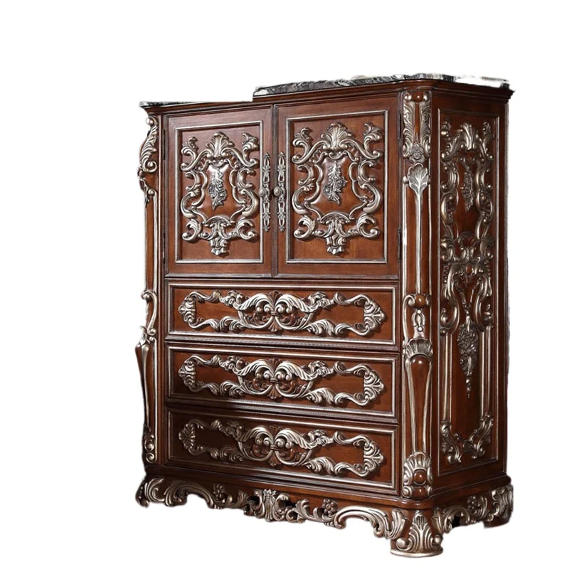 Storage cabinet European carved chest furniture