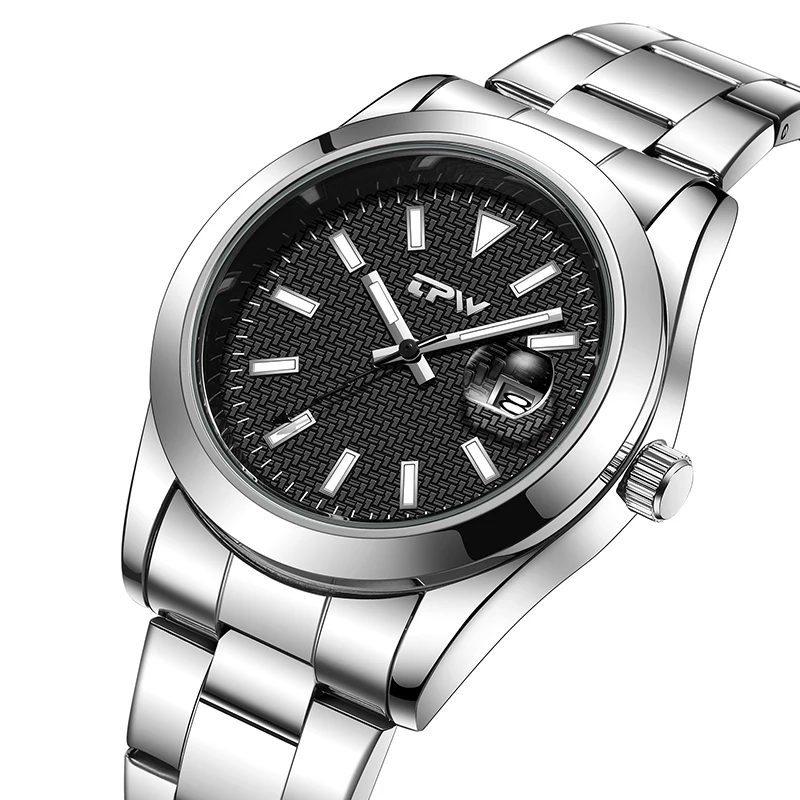 TPW Business Watch Quartz Movement Stainless Steel Strap Watch Analog with Day Function