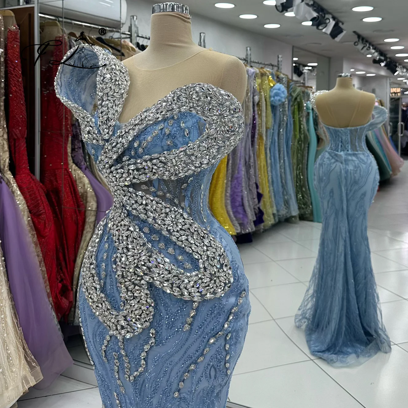 Vestido de celebridad para mujer, vestidos largos de sirena con diamantes de imitación y cuentas, vestidos de noche personalizados