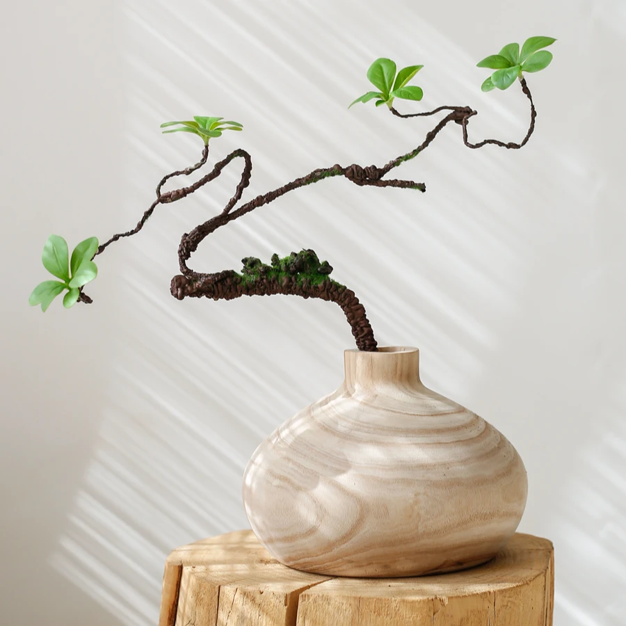 Wooden Vase Dried Flower Arrangement Chinese-style  Pastoral Simple and Elegant Ornament Room Decor Nordic Home Office Decor