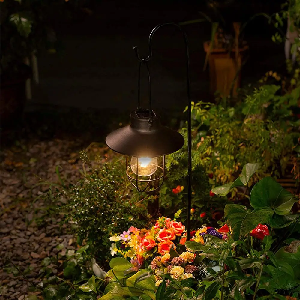 

Solar Lantern Outdoor Hanging Light Rustic Solar Lamp With Warm White Edison Bulb Design For Garden Yard Patio Porch Decor