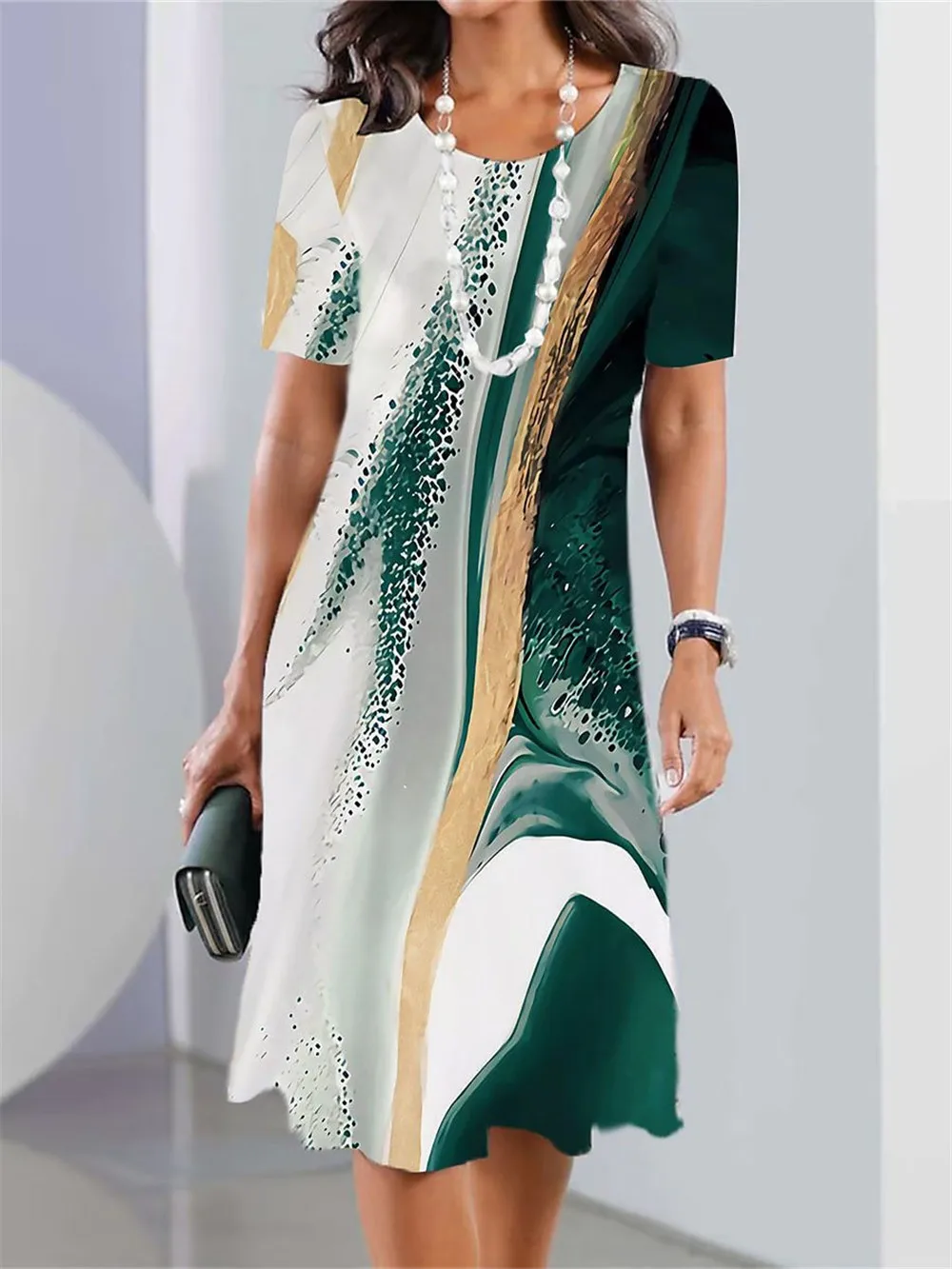 Elegant Fashion Tie-dye Style Women Mini Dress Short Sleeve 3D Printed Gradient Street Ladies Dress 3XL Plus Size Casual Dress