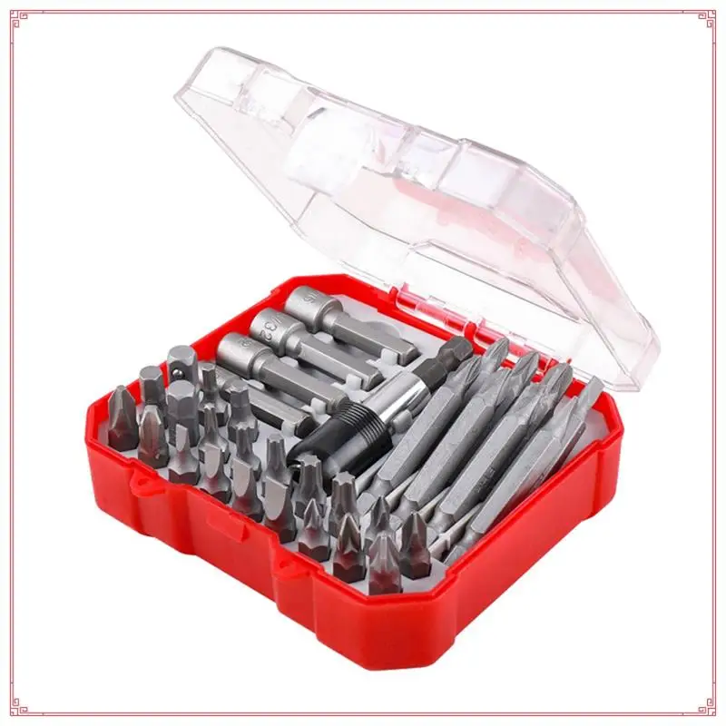 34Pcs Ratchet Screwdriver Batch Combination Plum Triangle Special-Shaped Screwdriver Home Set Box Durable Easy To Use