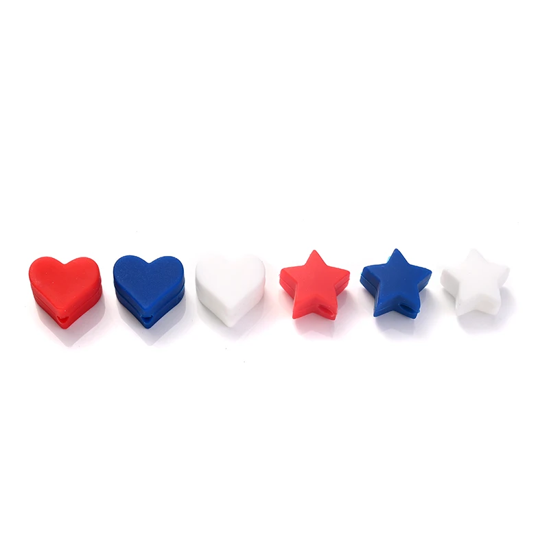 

60Pcs New Baby Teether Pentagram Heart Style Silicone Beads Accessories For DIY Newborn Bracelets Pacifier Chain Chewable Toys