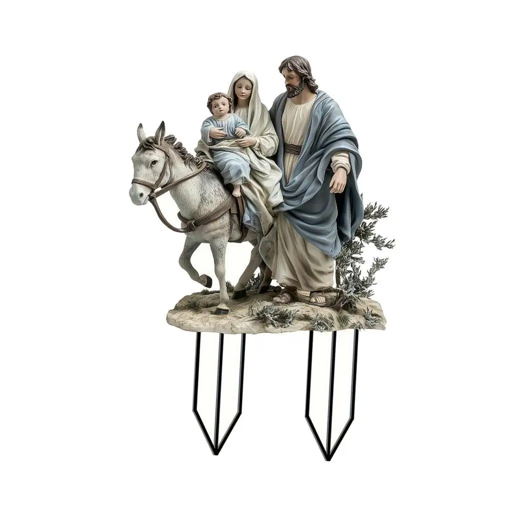 Outdoor Holy Family Nativity Scene Christmas Decoration Stakes Acrylic Decorative Themed Party Courtyard Farmhouse Xmas Decor