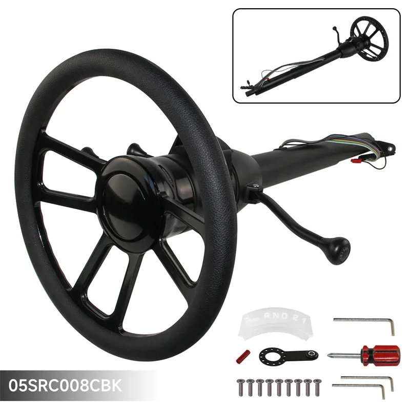 32\'\'/30\'\'/28\'\' Inch Universal Tilt Automatic Collapsible Steering Column for GM 69-94+Steering Wheel+Hub Adapter&Horn Button SL