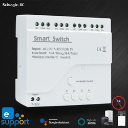 EWELINK Wireless Remote Control Switch DC 24V 12V 4CH 7-250V For Light Motor Garage Door 4 Channel Home Automation Alexa