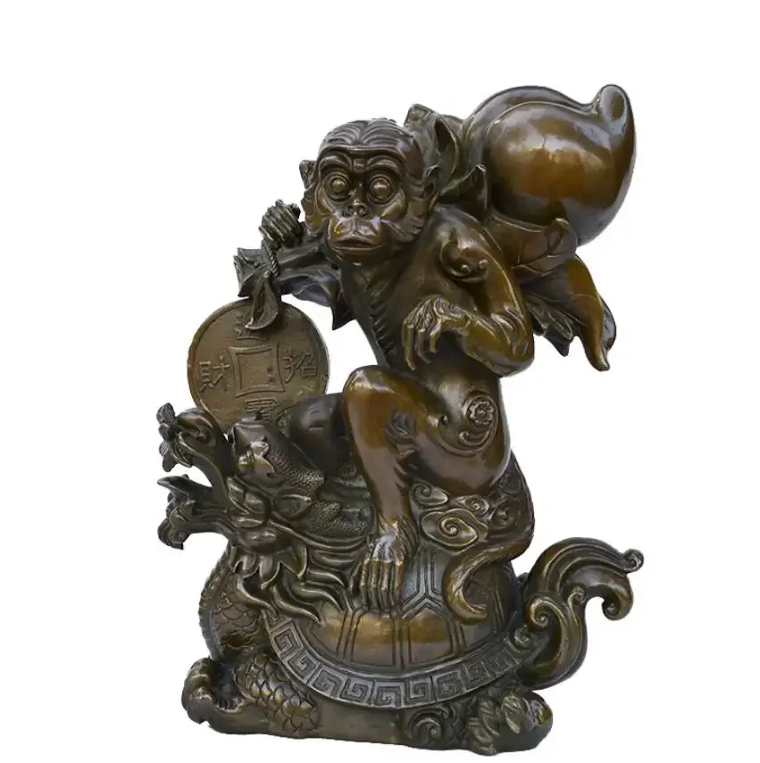 Metal crafts pure copper monkey climbing turtle offering birthday gifts Chinese Zodiac monkey ornaments wholesale