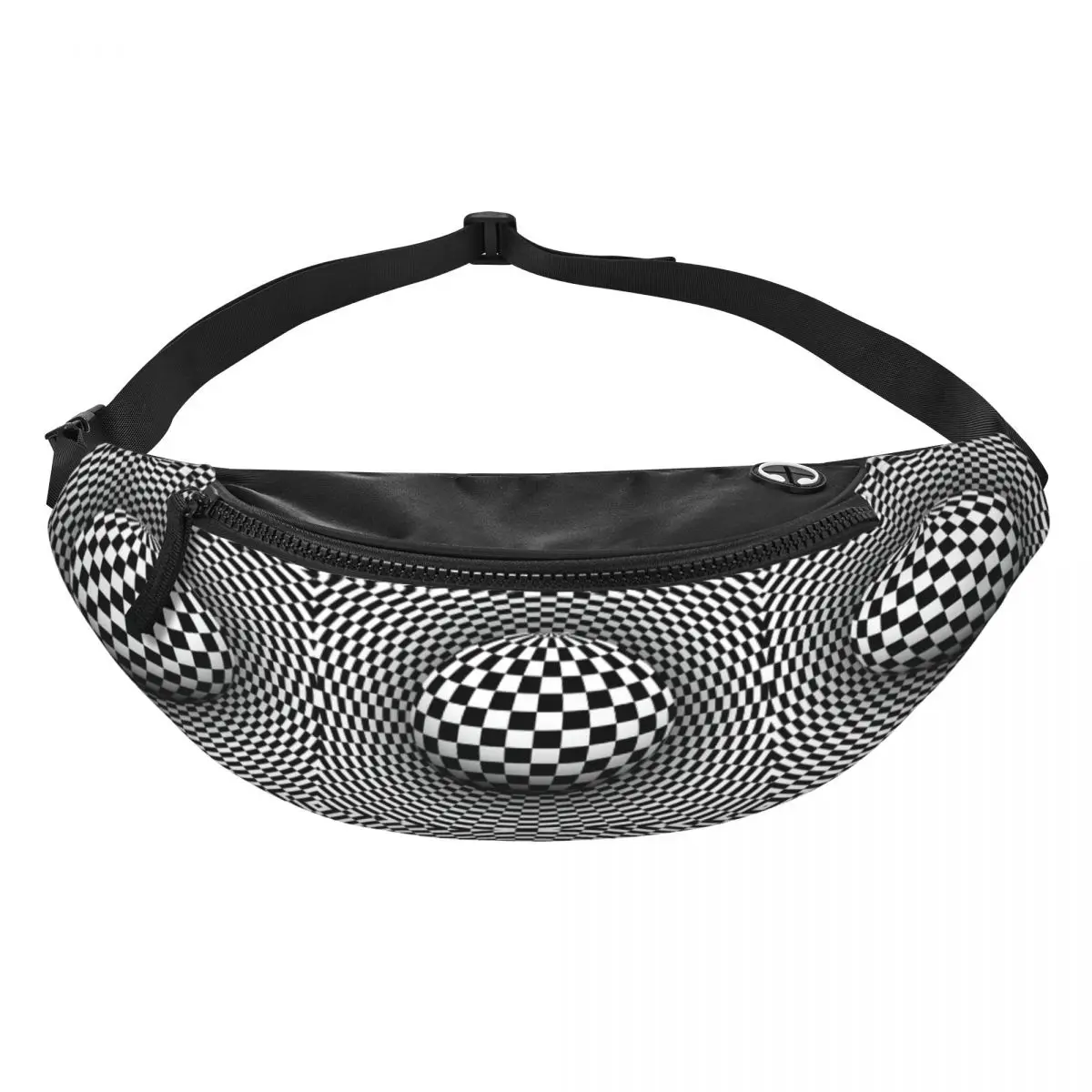 Sac banane 3D Vortex Icide pour hommes et femmes, géométrique abstrait, sac à bandoulière optique, voyage, téléphone, poudres d'argent, cool