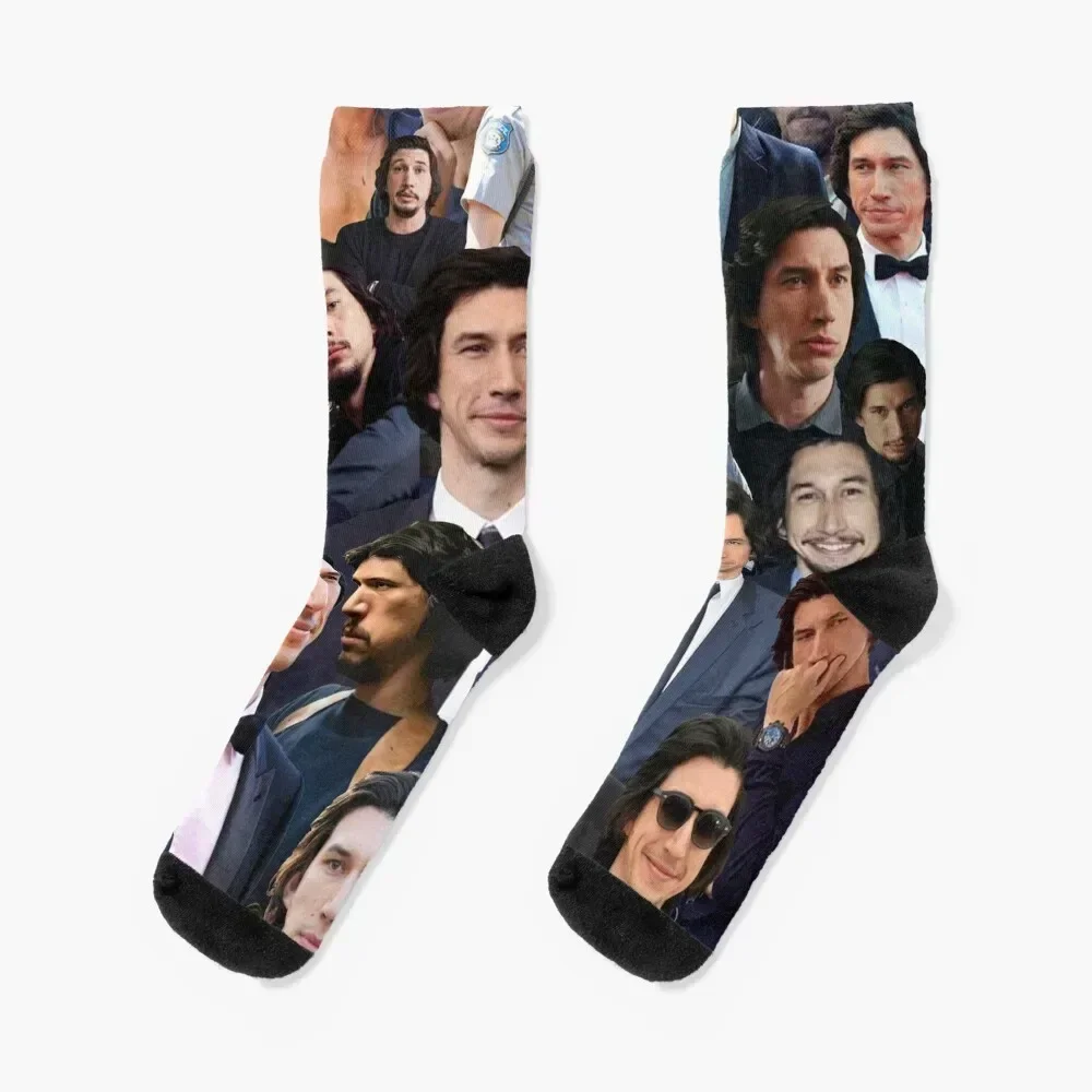 Adam Driver Blue Collage Socks bright garter ankle football Socks For Women Men's