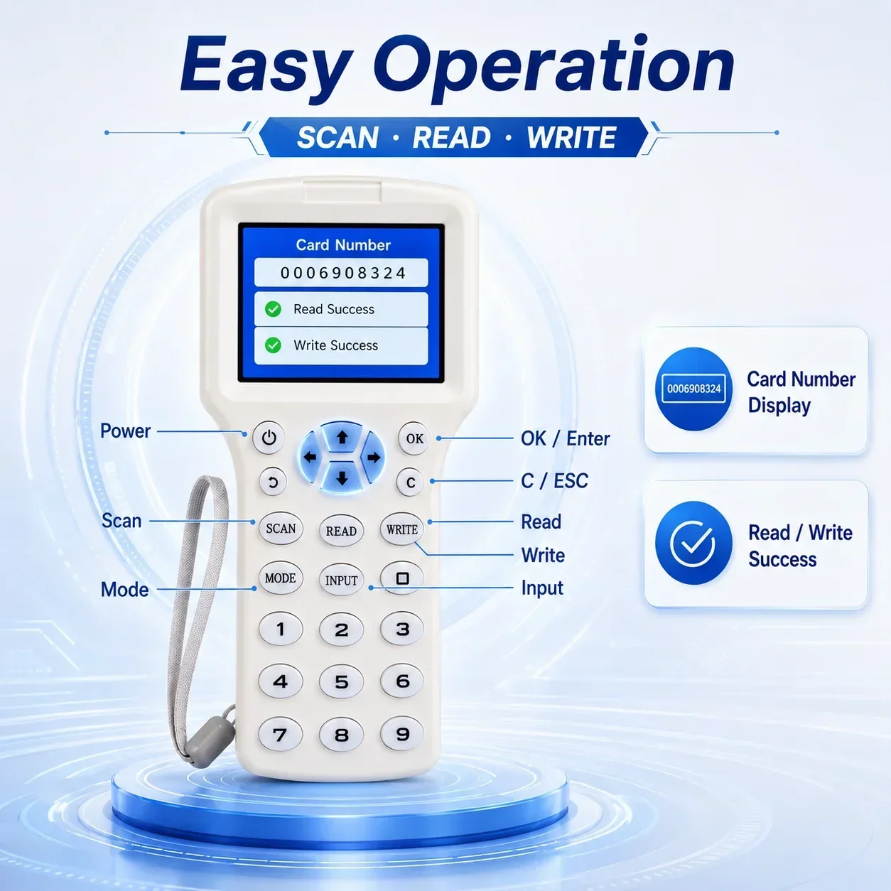 10 Frequency RFID NFC Duplicator 125KHz 13.56MHz Smart Card Reader Writer USB Programmer Encrypted Key Fob Tag Replicator Copier – Detail 6