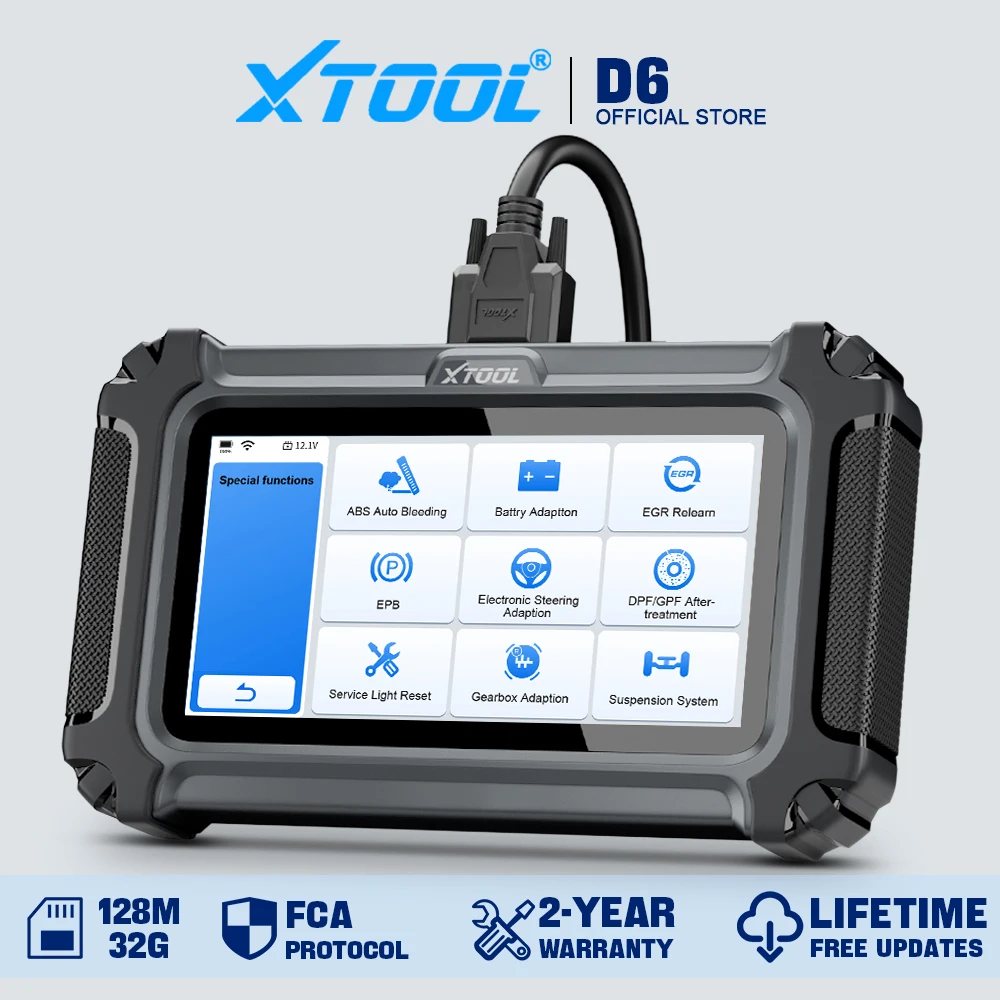 XTOOL D6 Car Diagnostic Scanner All System Automotive scanner For All Car 15+ Services Lifetime Free Update Built-in CANFD FCA