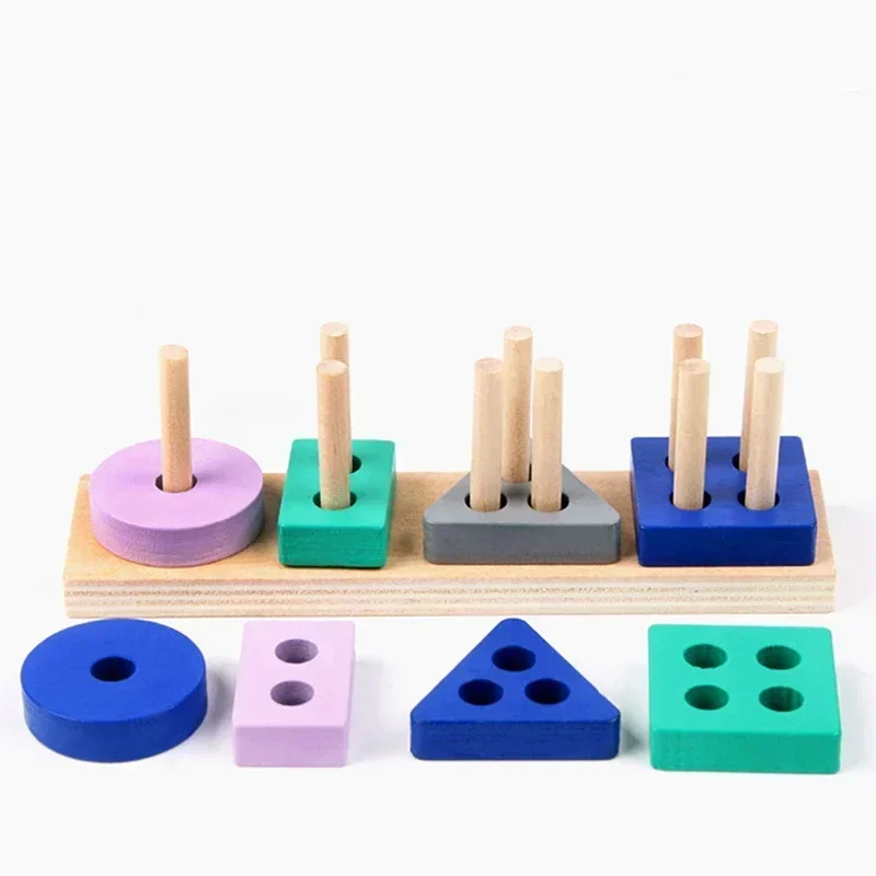 Kids Wooden Building Block Toys Baby Blocks Shape Puzzle Early Learning Colors Child Educational Toy Educational Toys