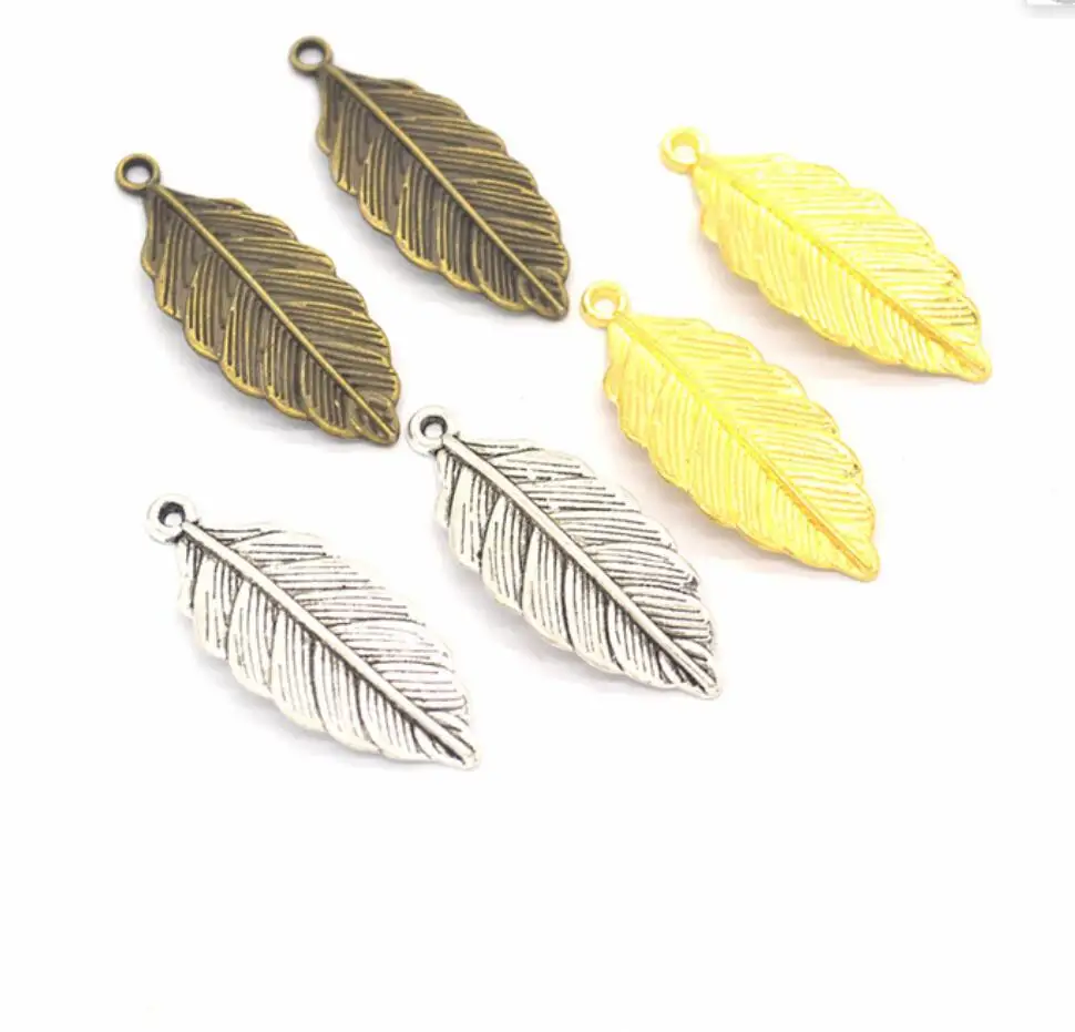 

Newest 100 Pieces/Lot 31*13mm Antique Silver Plated Leaf Alloy Charm For Jewelry Making F0334