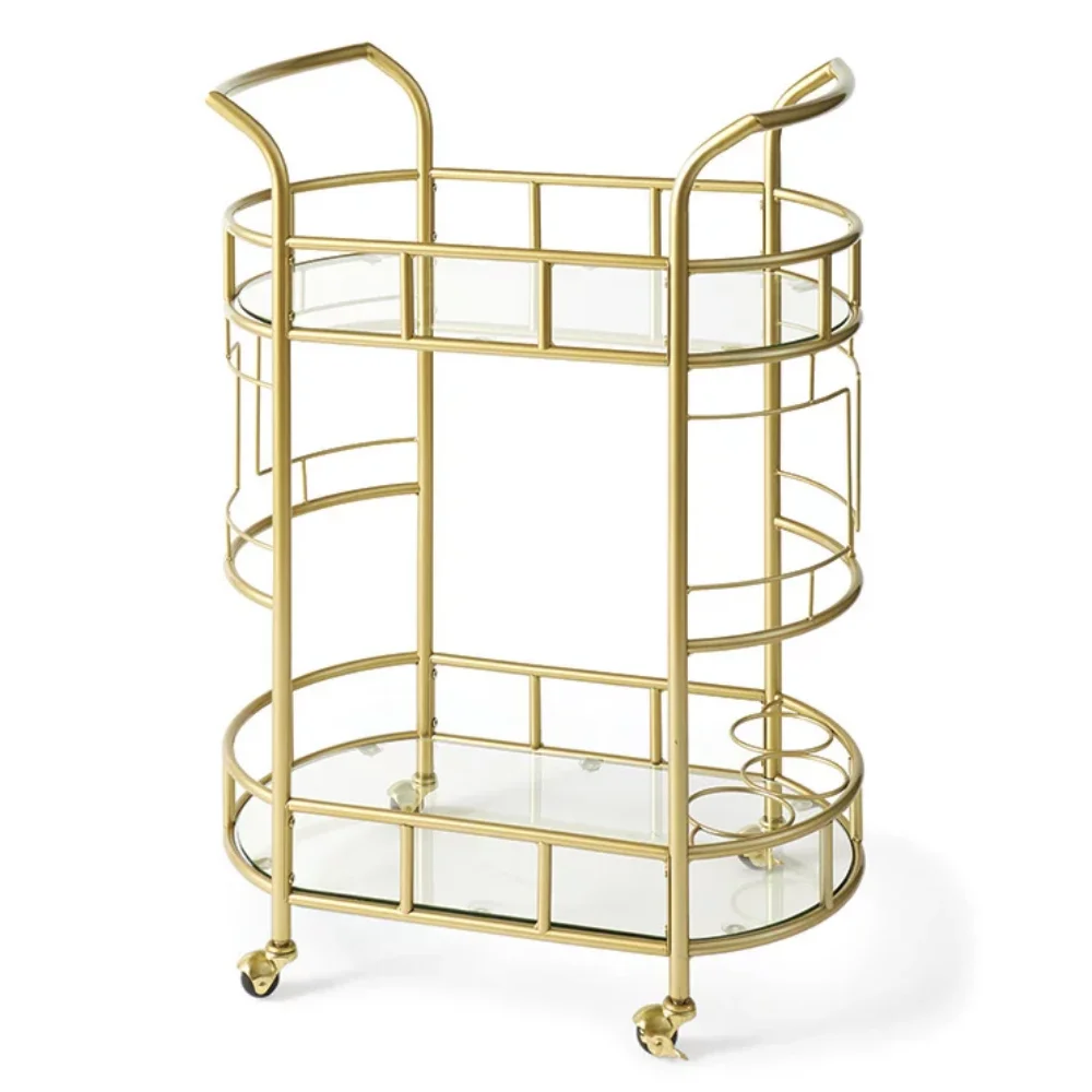 New Bar Cart with Matte Gold Metal 2-Tiers Kitchen Island Table Kitchen Island Table