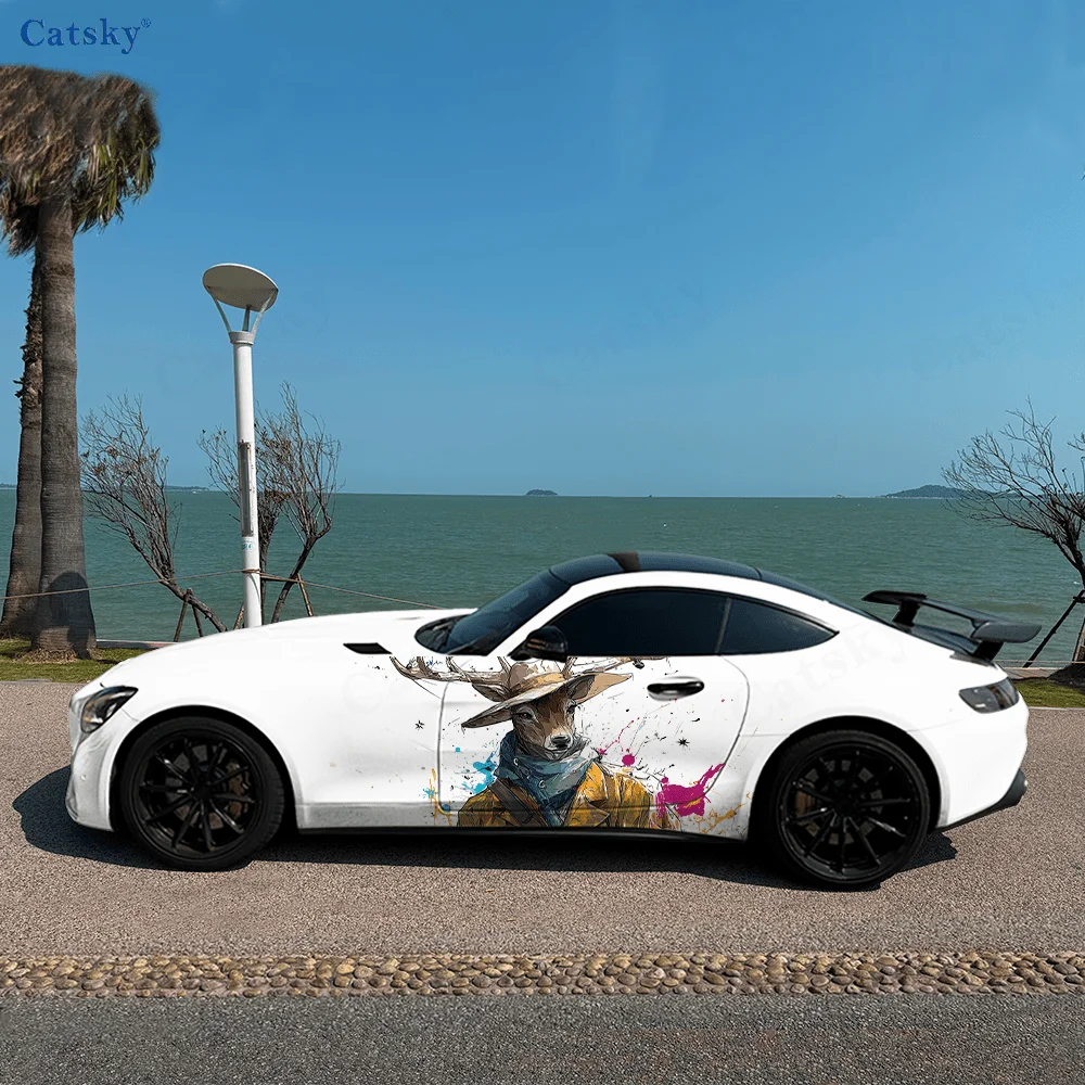 

Кляпа с оленем, виниловая наклейка для автомобиля, самоклеящаяся наклейка из ПВХ, подходит для грузовиков, внедорожников, декора, автоаксессуары, подарок