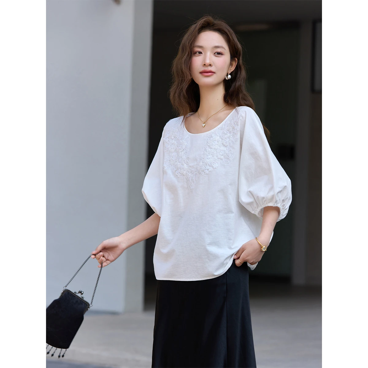Blusa de Moda para Mujer VIMLY - Embroidery White reseña y precio