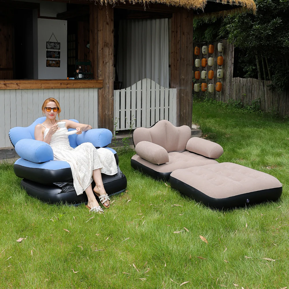 New 5 in 1 PVC Inflatable Sofa Bed Foldable Lounge Chair for Outdoor Adults