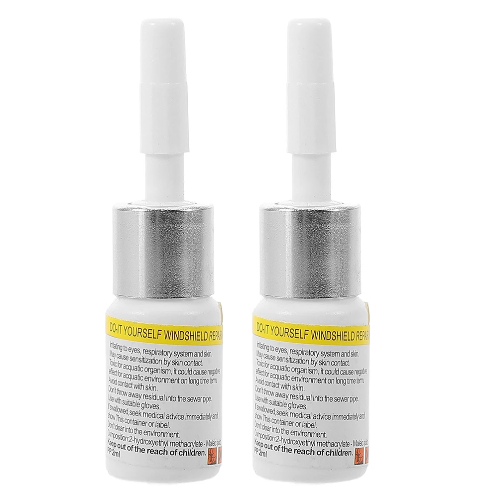 

2 pcs Glass Repair Liquid for Windshield Crack Car Scratch Remover Kit Efficient Solution High Transparency Enhancement Reusable
